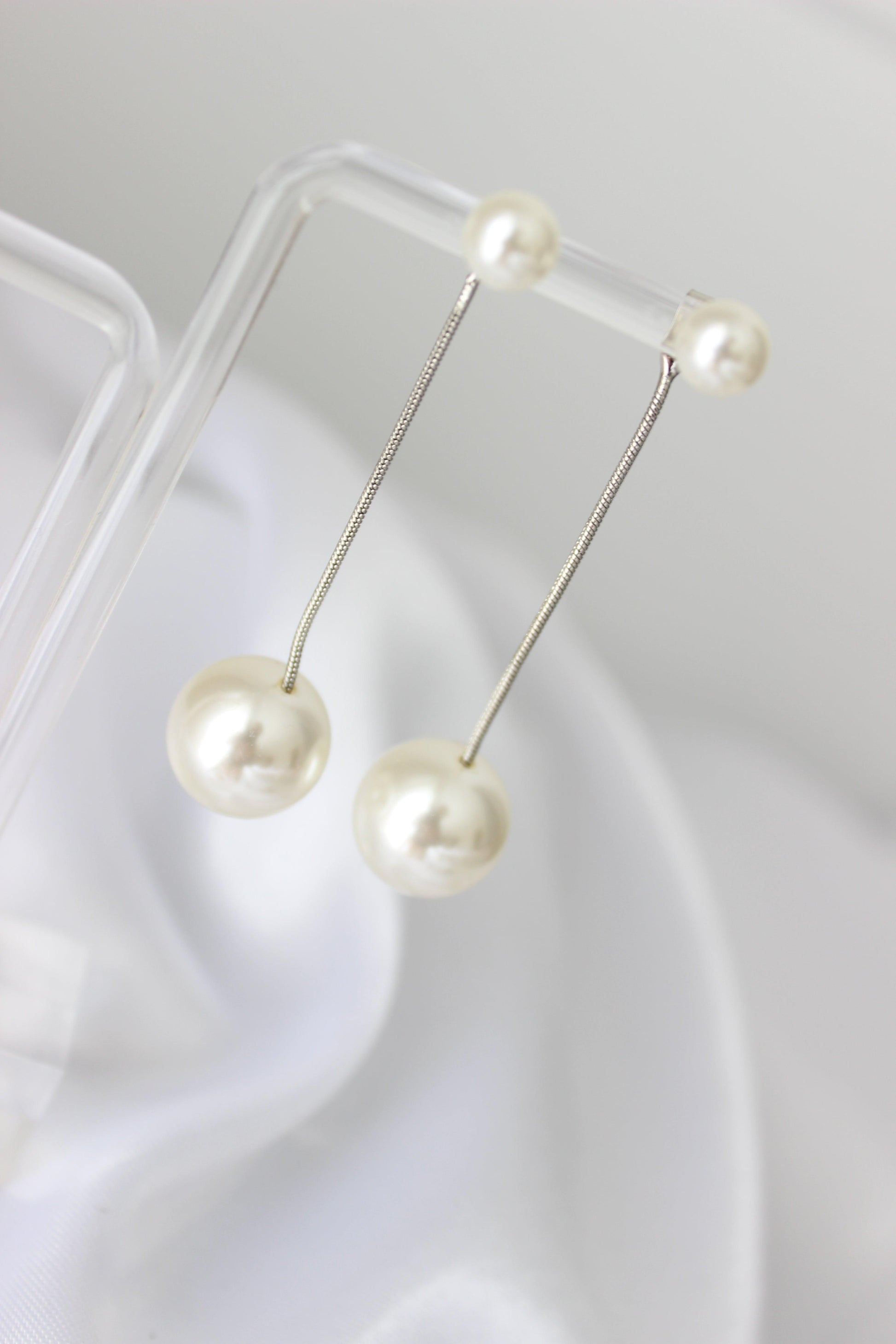 Silver Pearl Drop Earrings