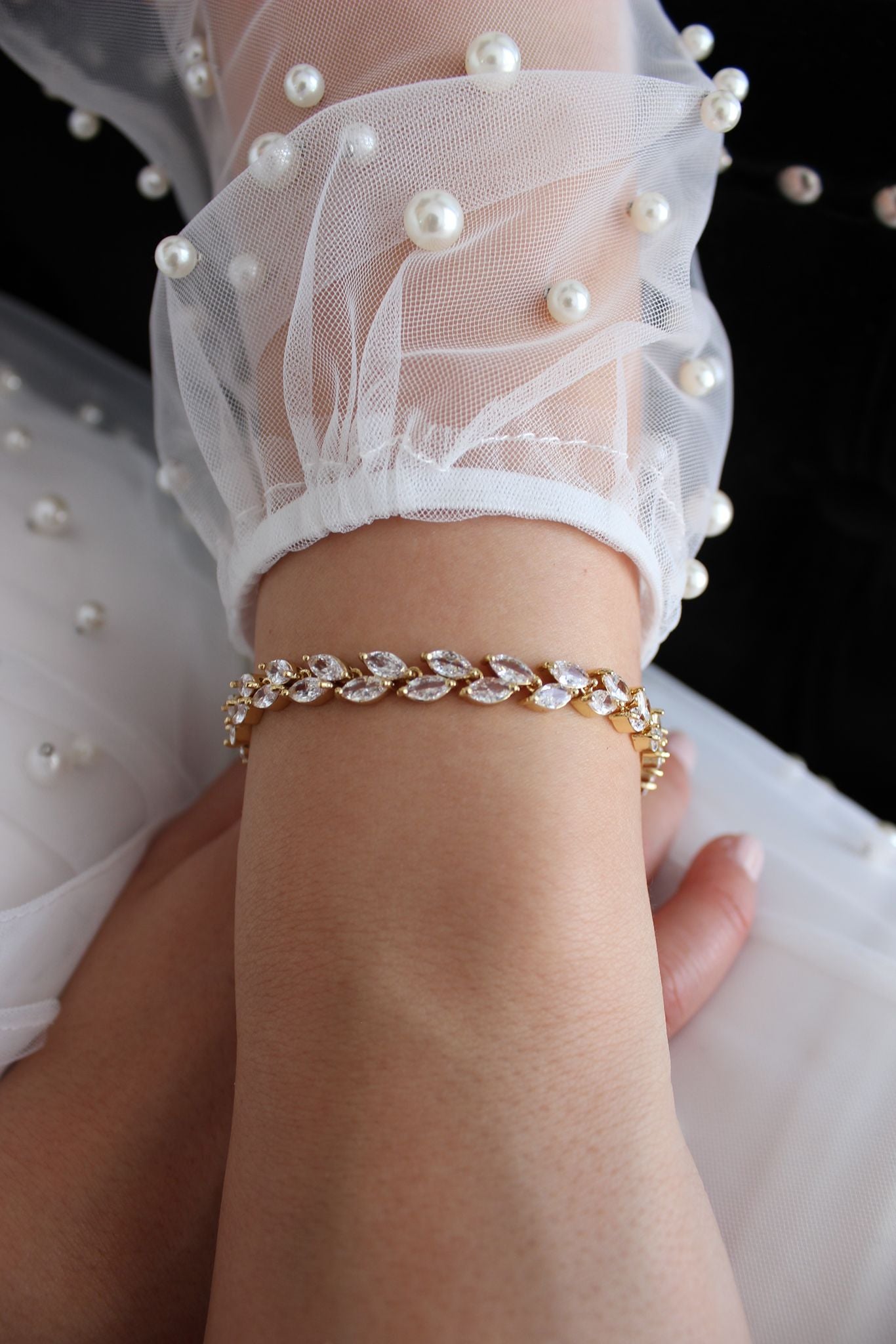 Rose gold crystal bridal bracelet