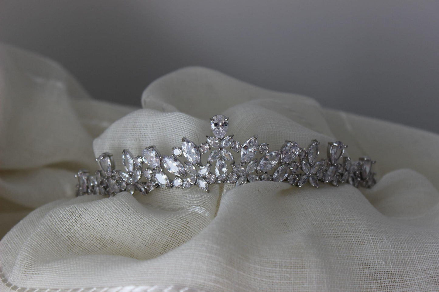 Amelie silver crystal bridal tiara