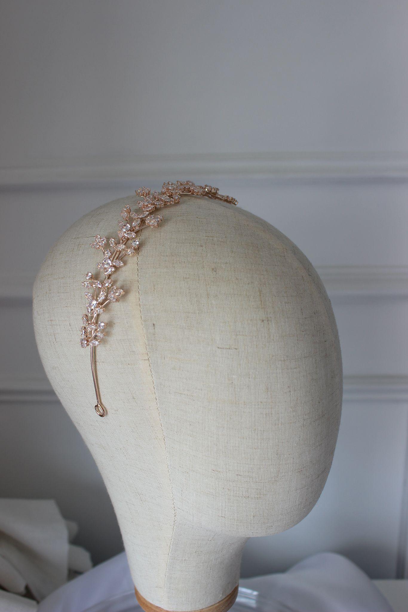 Anastasia rose gold bridal headband