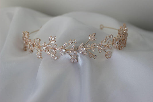 Anastasia rose gold bridal headband