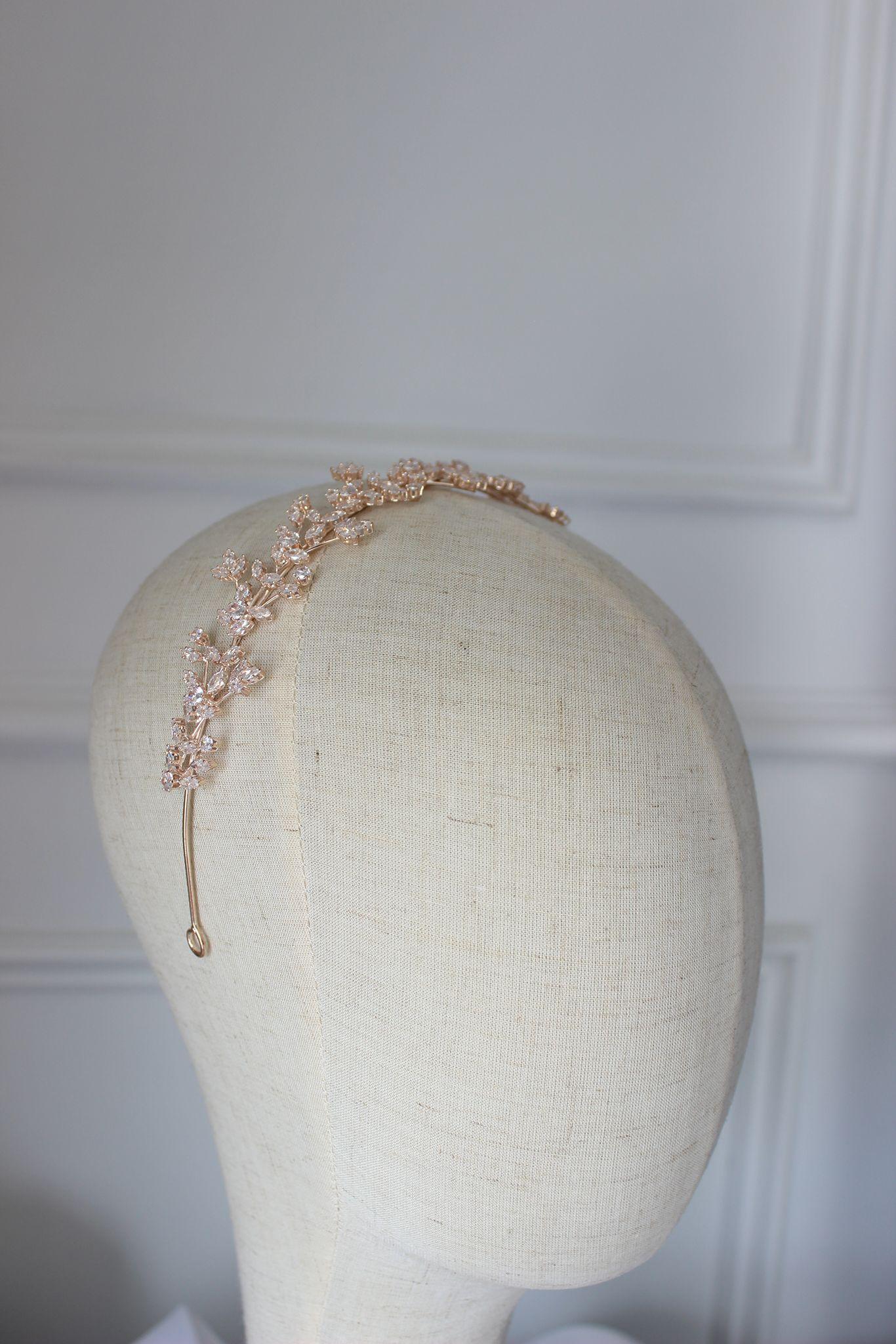 Anastasia rose gold bridal headband