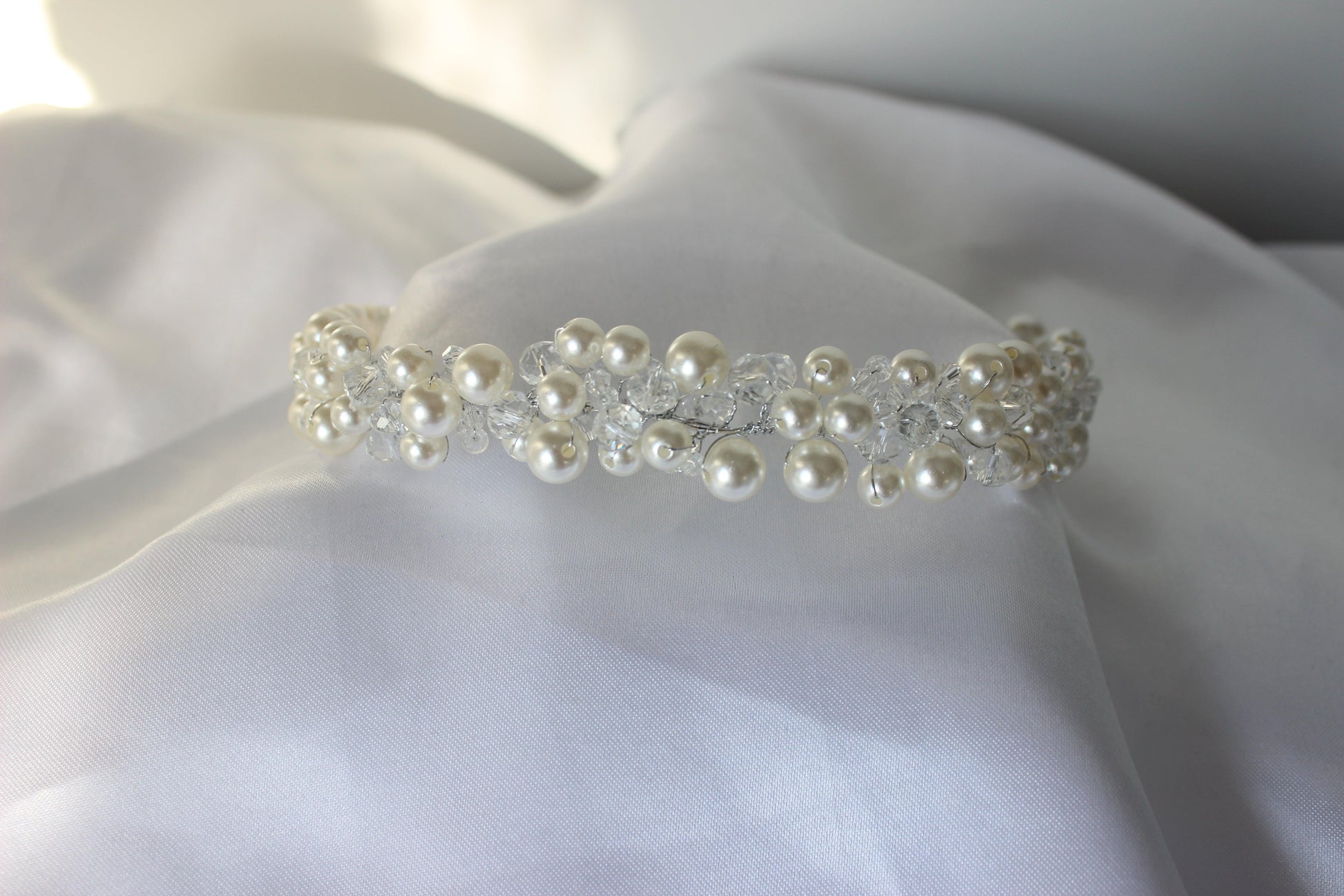 Annalise pearl & crystal bridal headpiece