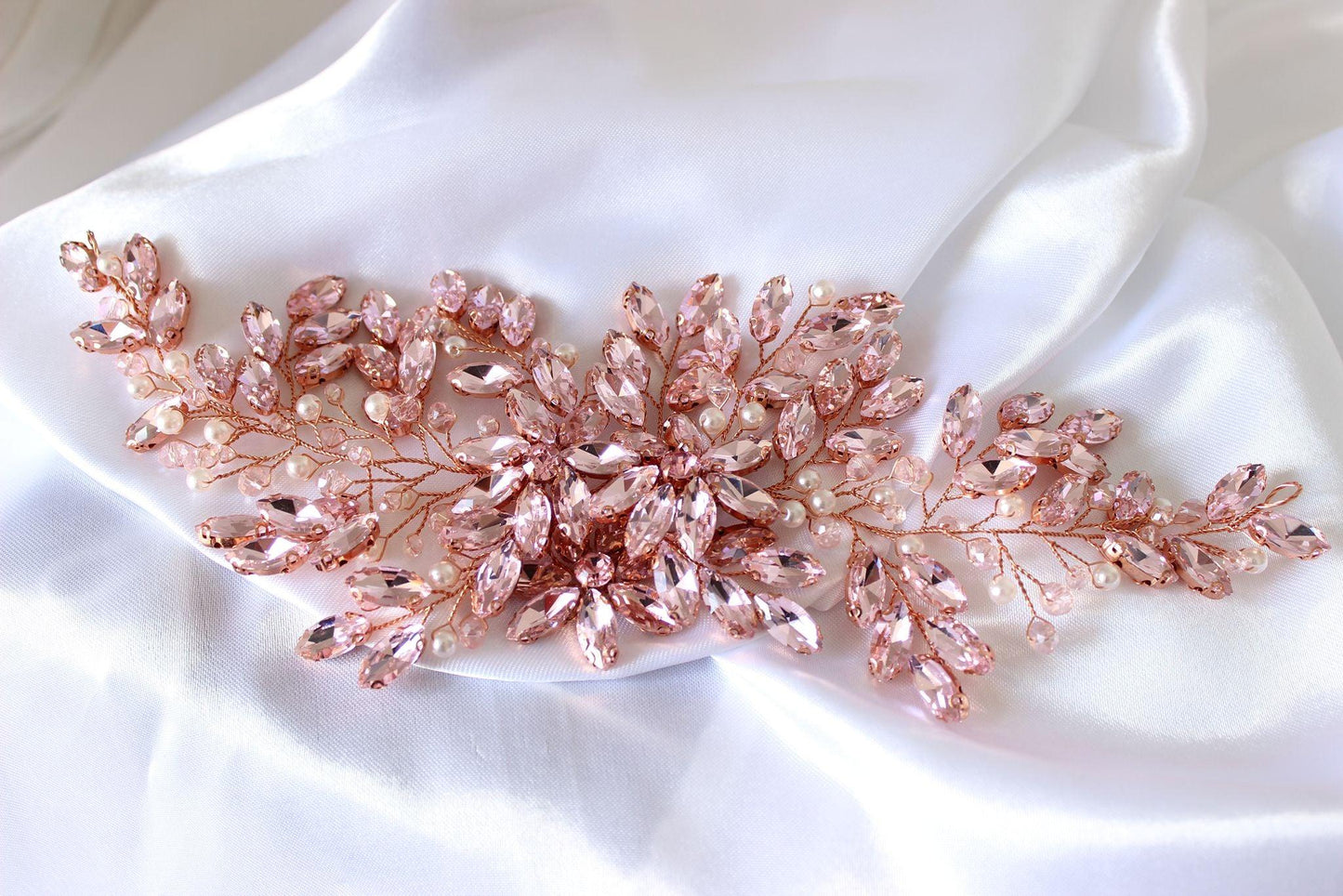 Ashley pink bridal headpiece