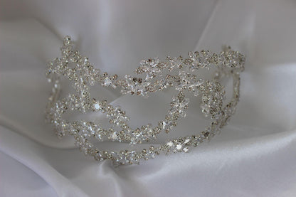 Athena flat silver bridal headpiece