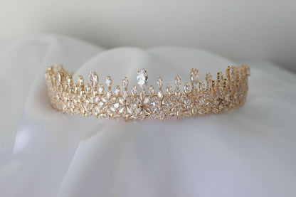 rose gold Babylon wedding crown displayed on white background