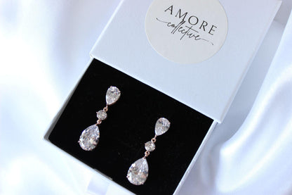 Belle rose gold drop earrings