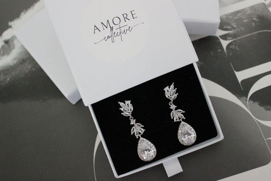 Bethany cubic zirconia silver earrings
