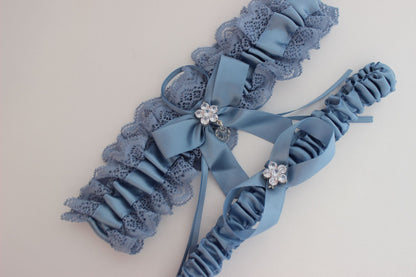 Blue bridal garter set of 2