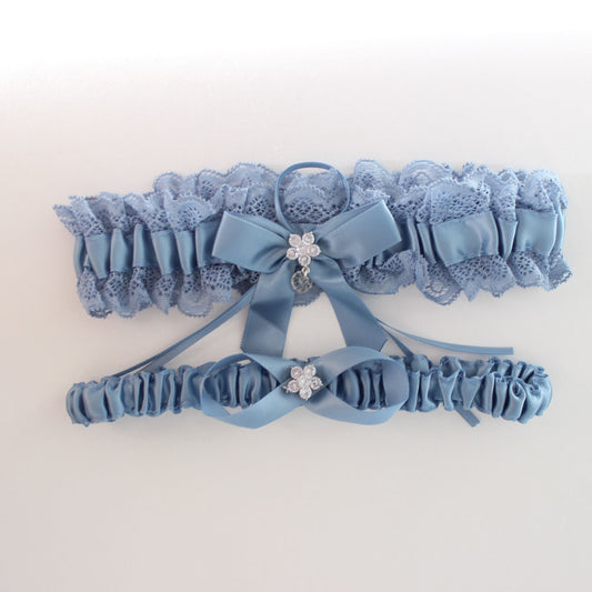 Blue bridal garter set of 2
