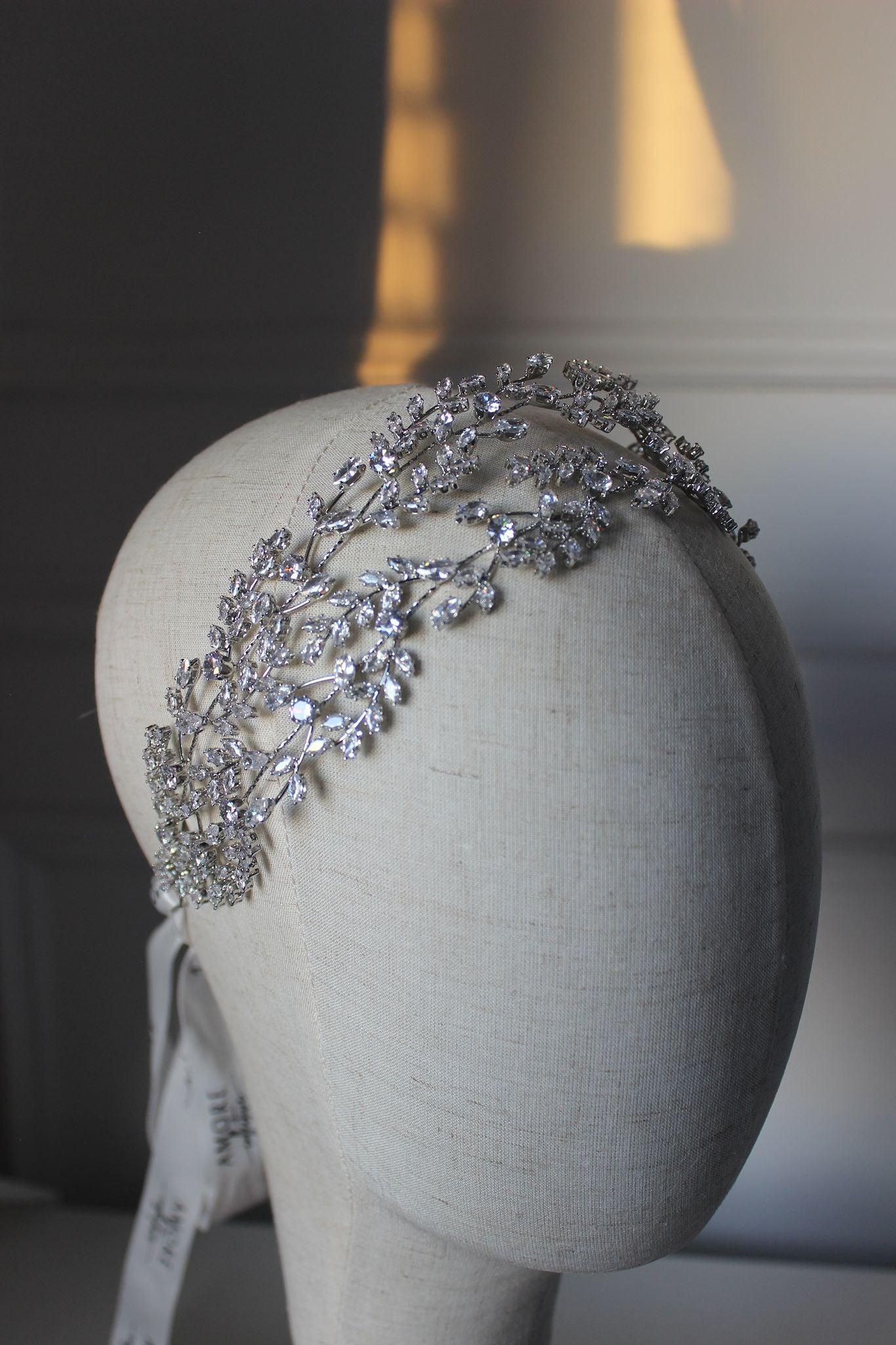 Brigitte silver bridal headpiece
