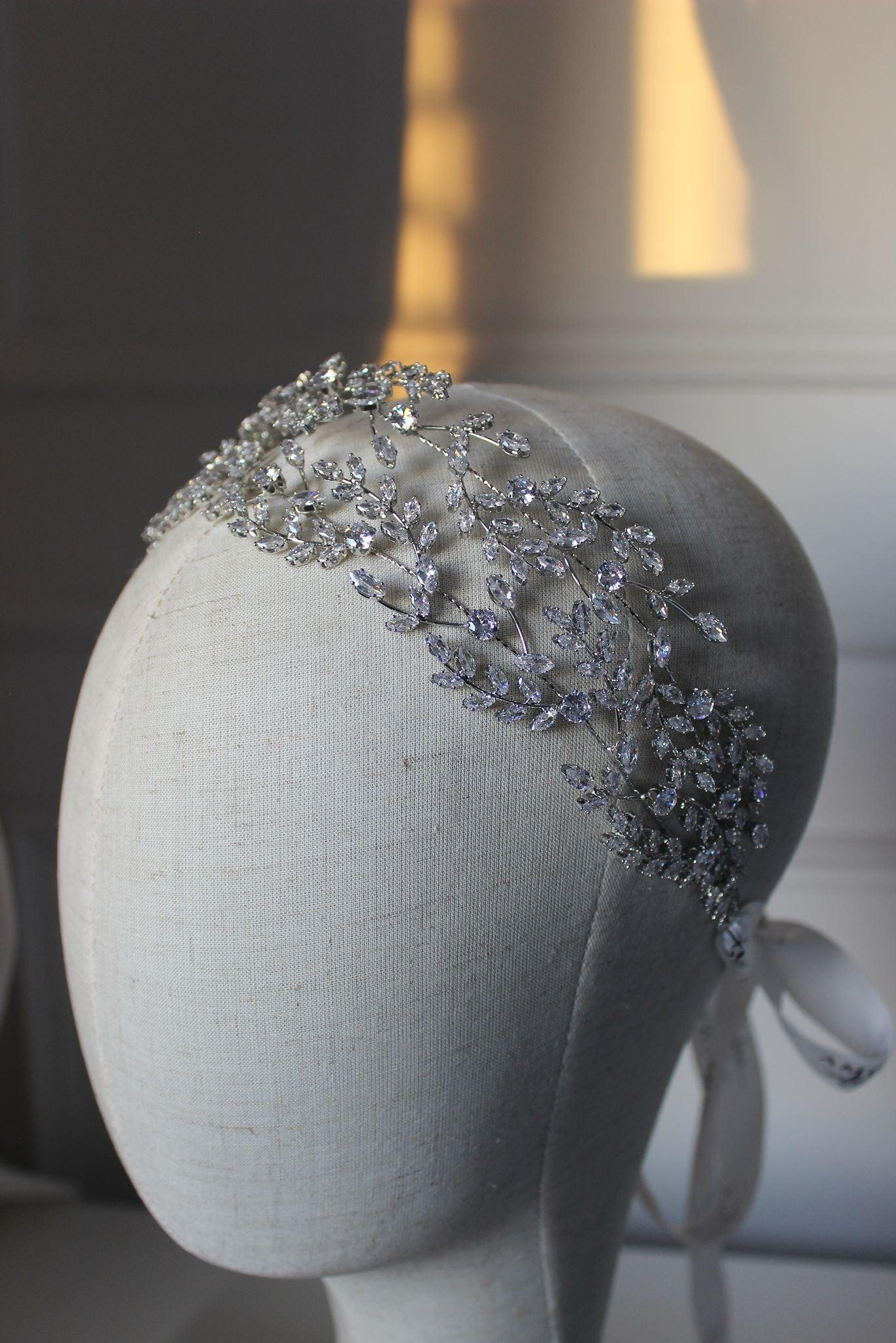 Brigitte silver bridal headpiece