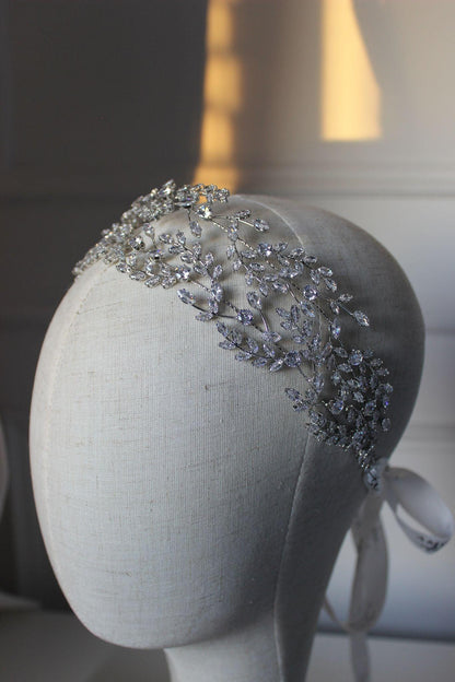Brigitte silver bridal headpiece