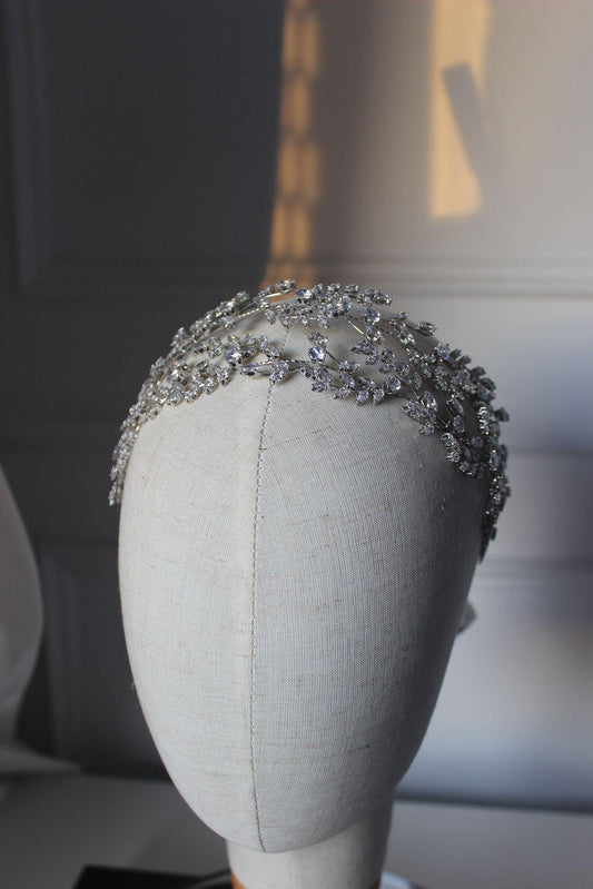Brigitte silver bridal headpiece