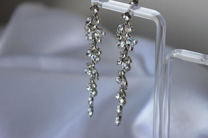 Carissa silver drop bridal earrings