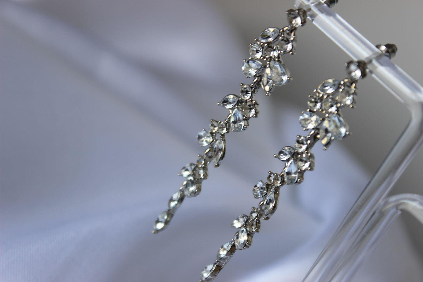 Carissa silver drop bridal earrings