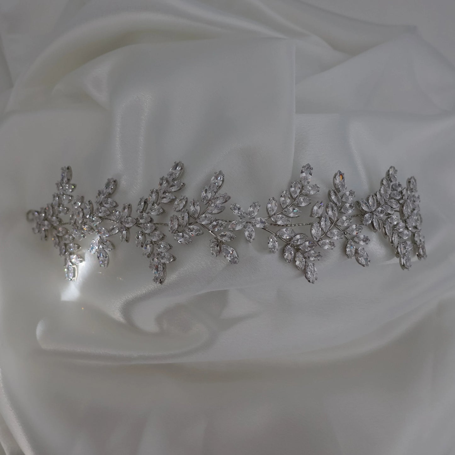catalina silver bridal headpiece with branch design