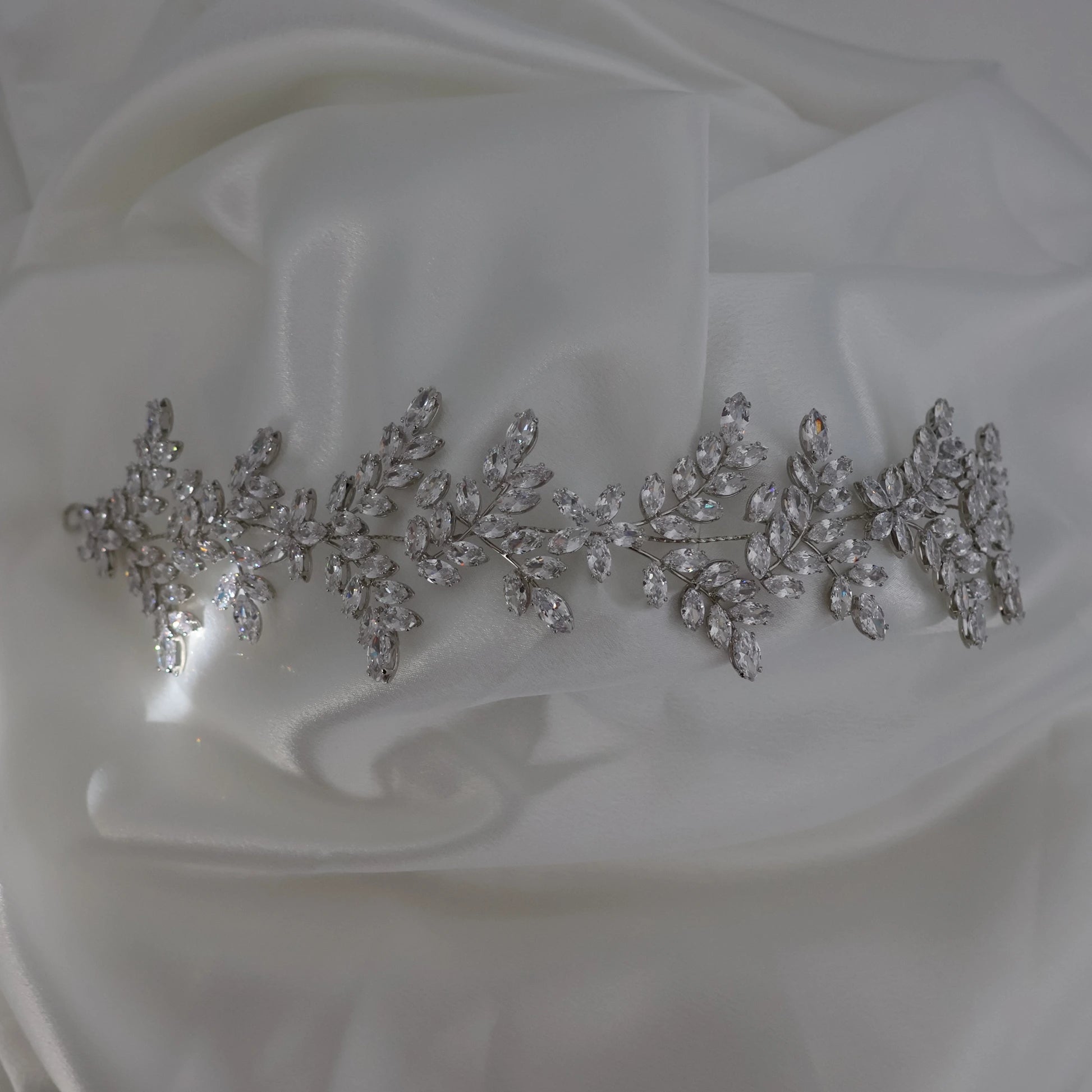 catalina silver bridal headpiece with branch design