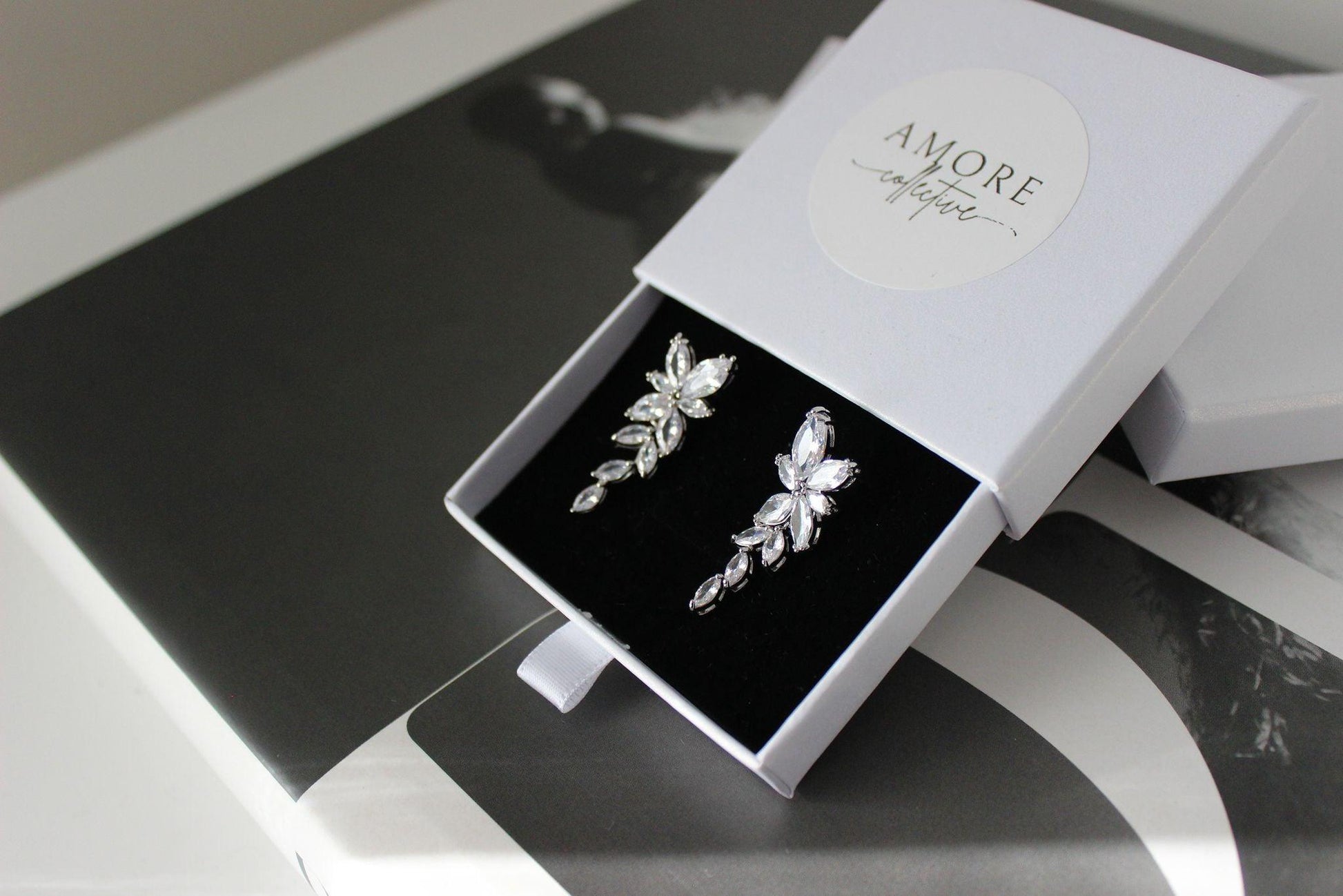 Celeste Crystal Silver Earrings in Jewellery Box