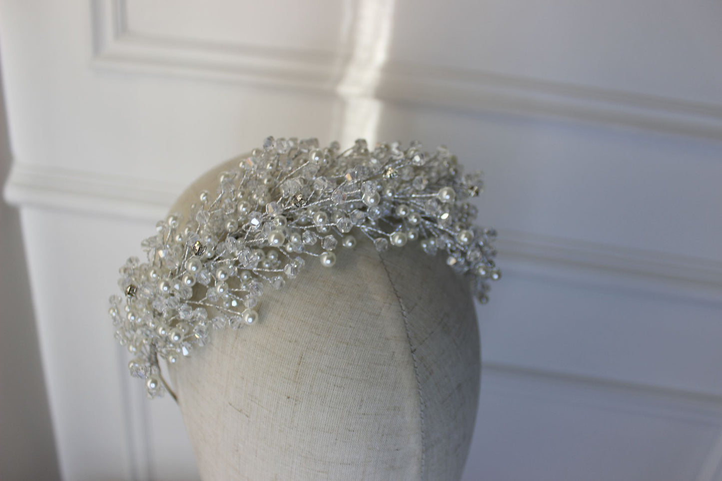 Charlotte crystal and pearl bridal headband