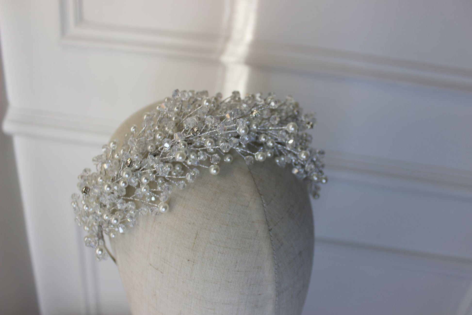 Charlotte crystal and pearl bridal headband