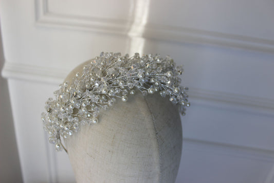 Charlotte crystal and pearl bridal headband