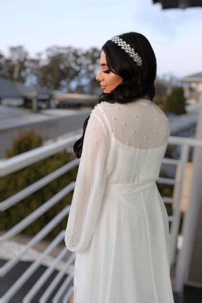 "SOFIA" Chiffon Pearl Bridal Robe