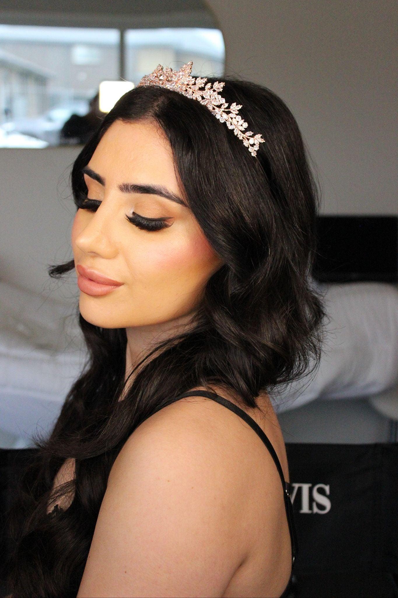 dana rose gold bridal tiara worn by bride