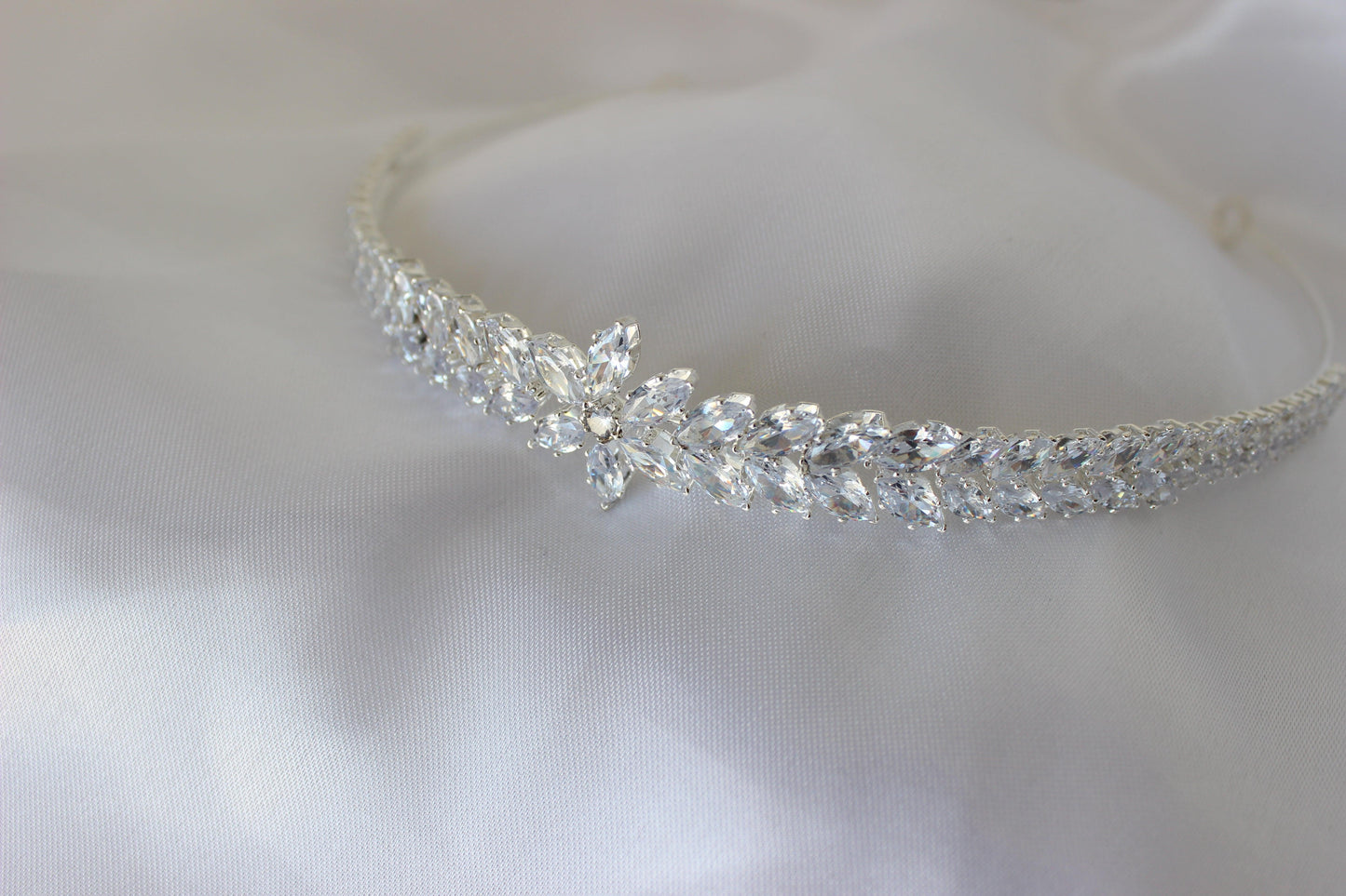 Daniella crystal silver bridal headband