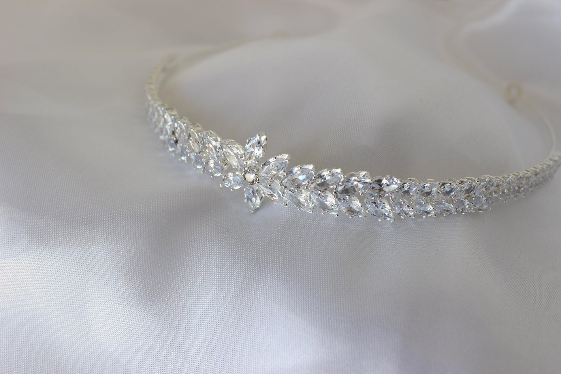 Daniella crystal silver bridal headband