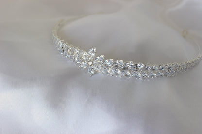 Daniella crystal silver bridal headband