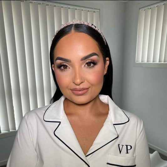 davina rose gold bridal tiara worn by bride