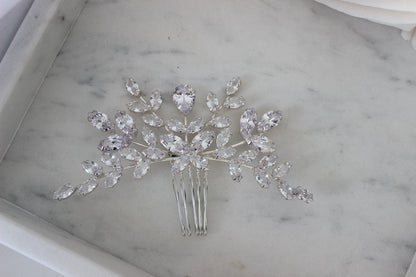 Denisa silver crystal bridal hair pin