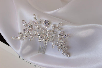 Denisa silver crystal bridal hair pin