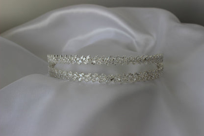 double row silver bridal headband