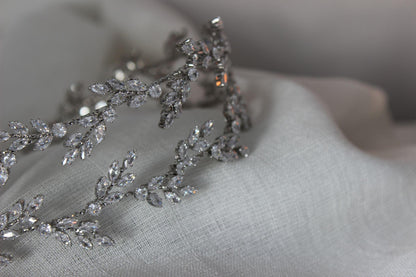 Eden silver bridal headpiece with crystal branch detailing