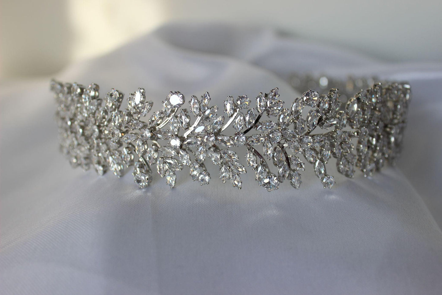 Elena silver crystal bridal headband