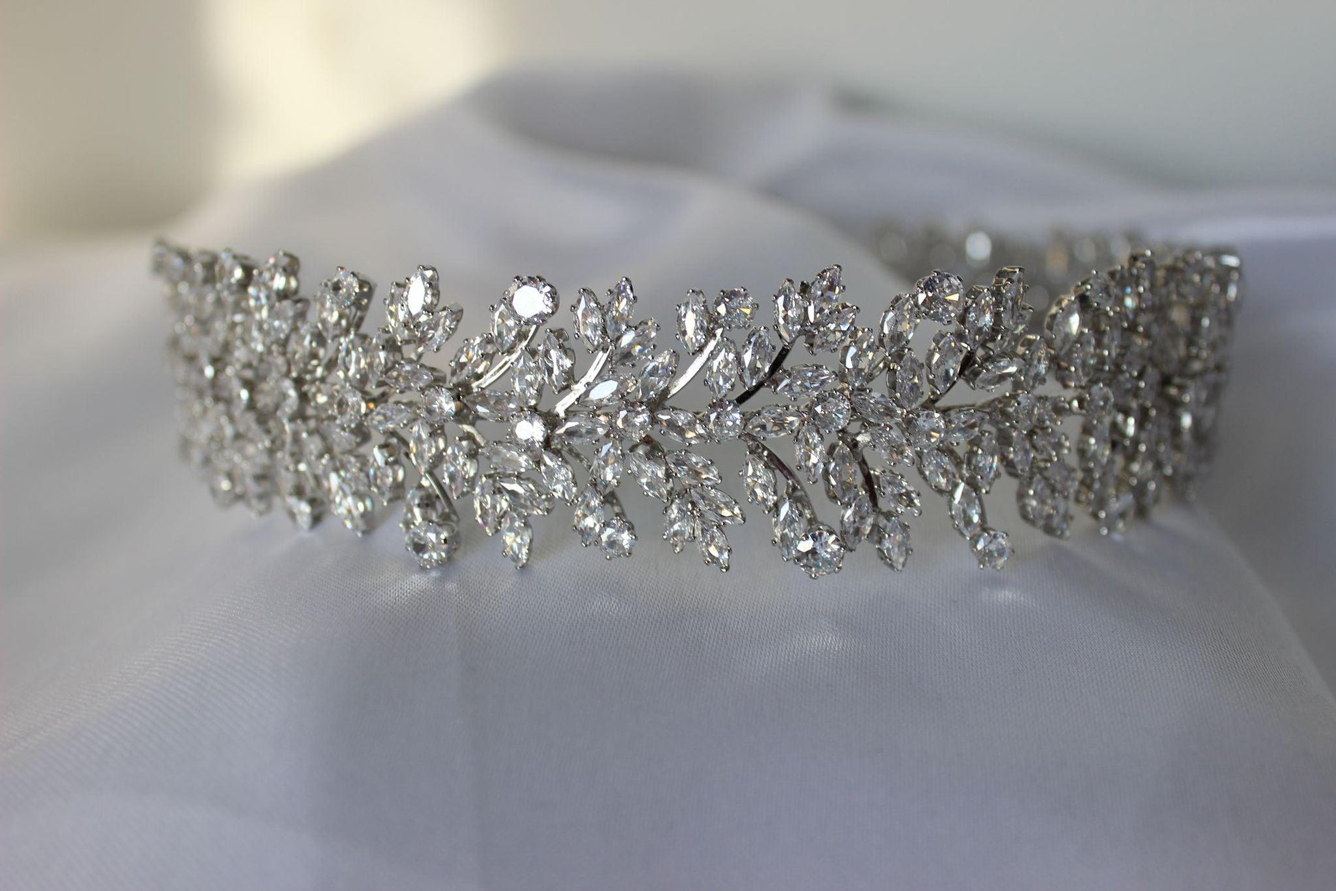 Elena silver crystal bridal headband