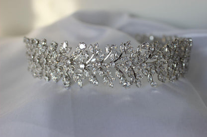 Elena silver crystal bridal headband