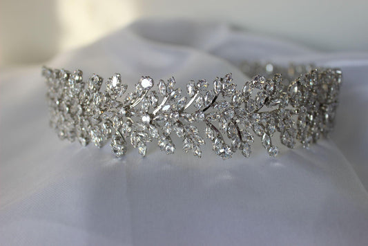 Elena silver crystal bridal headband