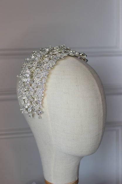 Elsie silver bridal headpiece