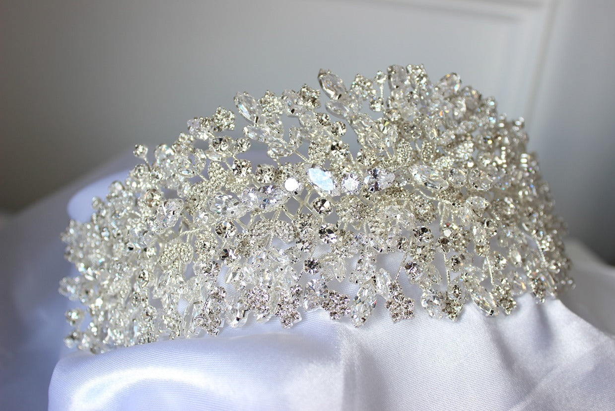 Elsie large silver bridal headpiece