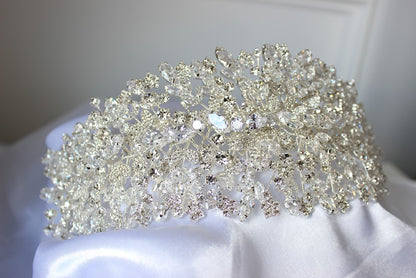 Elsie large silver bridal headpiece
