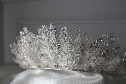 Elysia large silver bridal crown with crystal detailing