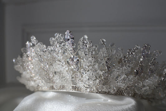 Elysia large silver bridal crown with crystal detailing