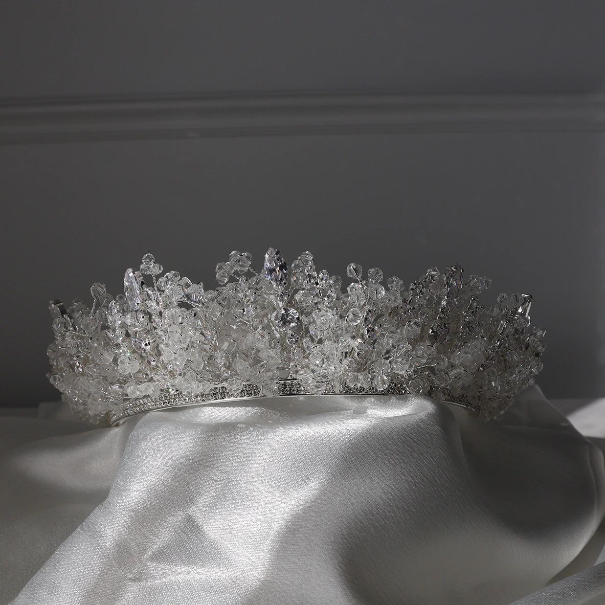 Elysia silver crystal wedding crown