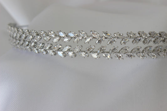 silver bridal headband in double row design