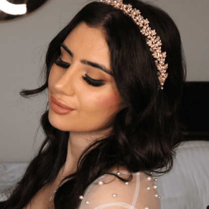 Gemma pearl & crystal rose gold bridal headband
