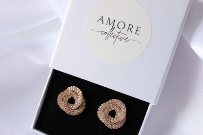 Small Bridal Swirl Gold Bridesmaid Earrings