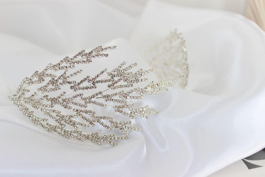 Harper silver bridal headpiece